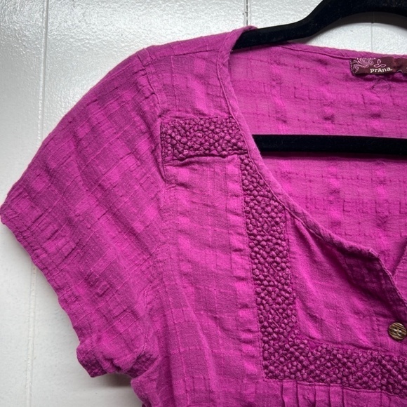 Prana Button Front Short Sleeve Pink Shirt Women's Size Small Lightweight - Picture 5 of 9